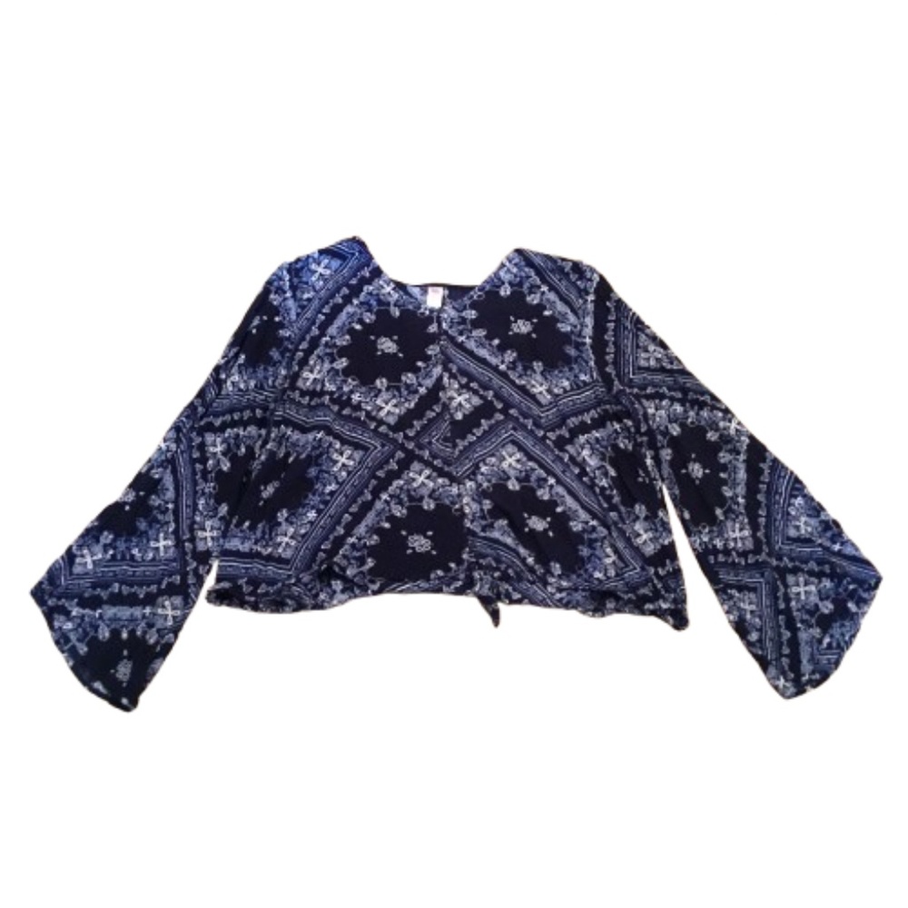 Girl’s Justice Navy Blue Floral Print Tie Crop Size 18Plus